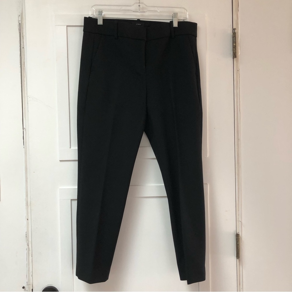 J. Crew Cameron fit Black trouser flat front cropped style faux front pocket 10